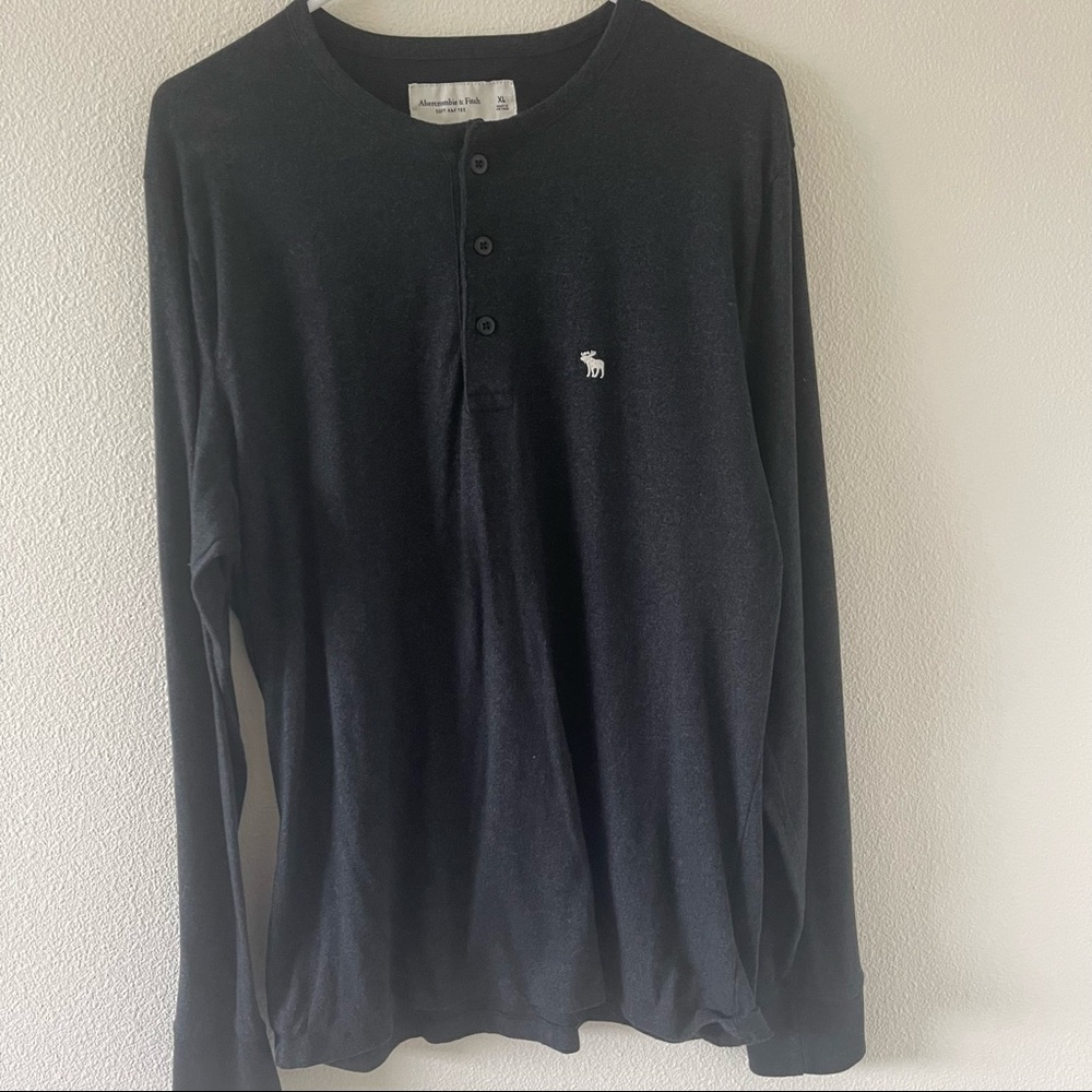 Abercrombie & Fitch Mens Charcoal Henley Soft AF Tee Size XL